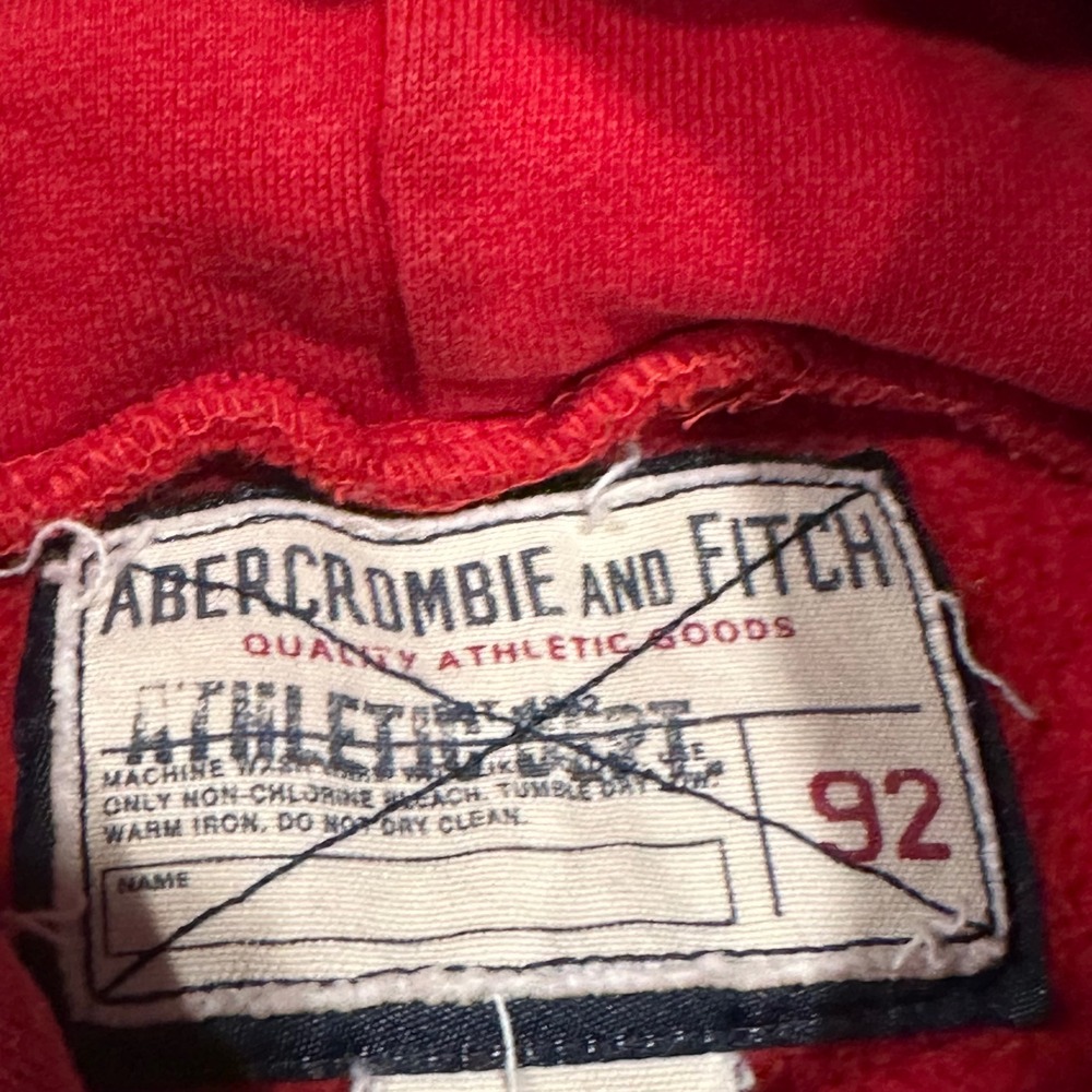 VTG Y2K Abercrombie & Fitch Mens Red Hoodie Sweatshirt XL - Picture 2 of 14